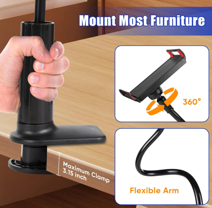 Adjustable long-arm universal holder for phones and tablets - Image 2