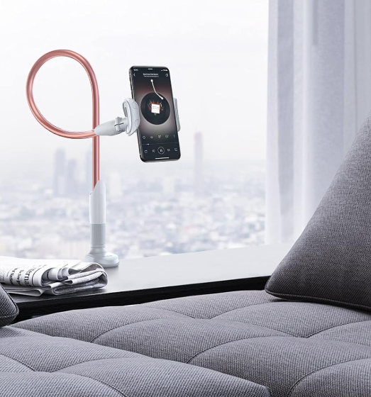 Fully flexible gooseneck bedside phone holder
