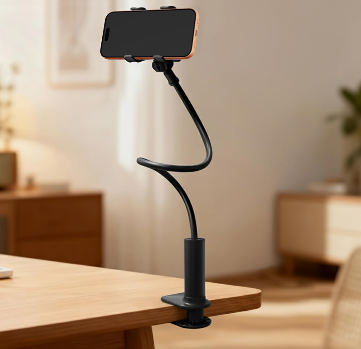 Screw-base universal rotating "lazy" phone holder