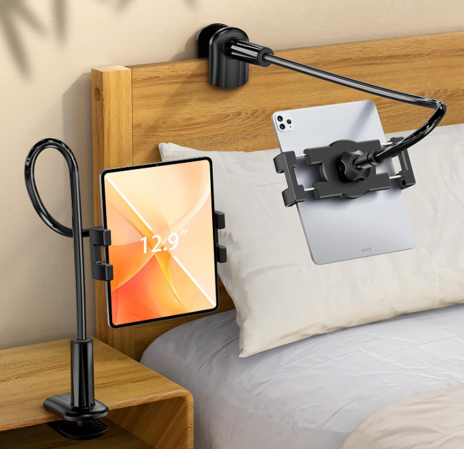 Long gooseneck holder for tablets