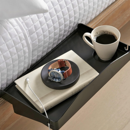 Multifunctional clamp-on bedside storage shelf