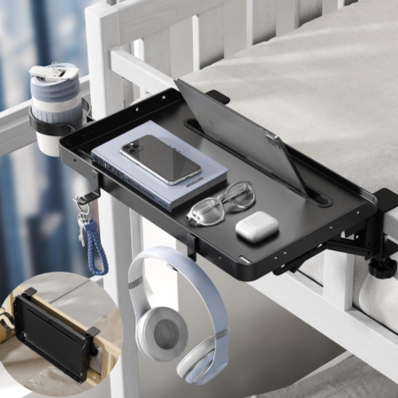 Foldable bedside storage tray for bunk beds