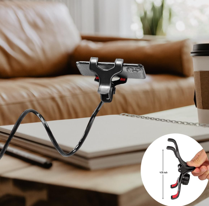 Gooseneck clamp-on long-arm phone holder